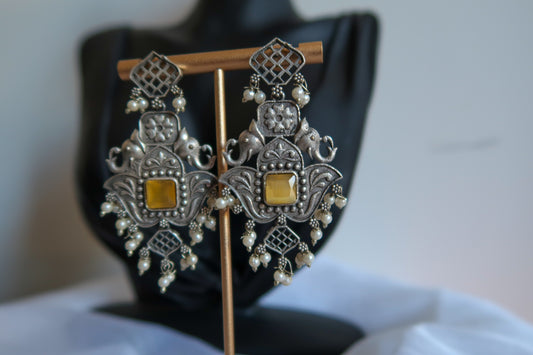 Yellow Haathi Pearl Earrings